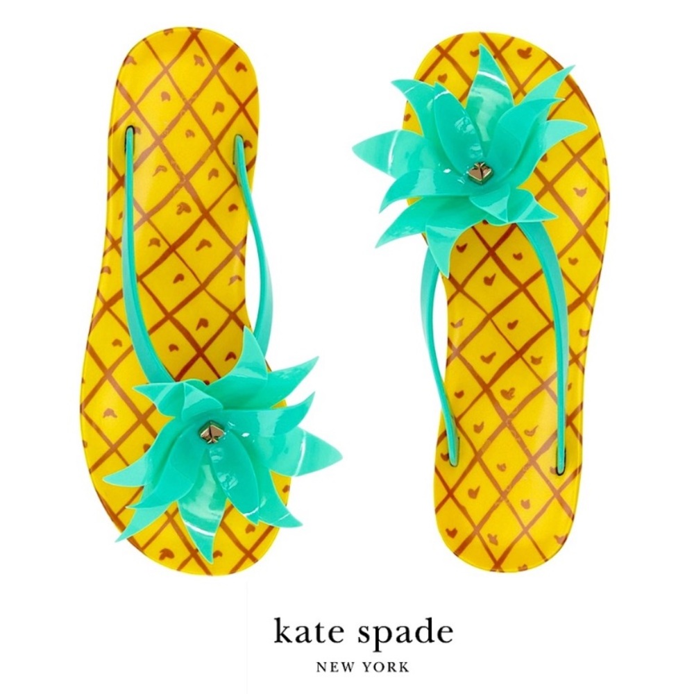 KATE SPADE- Pineapple Flynn Flip Flops, Size 10